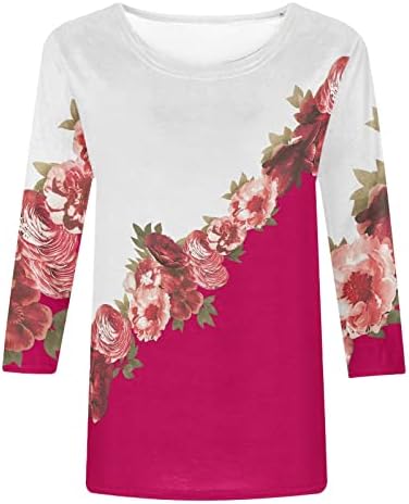 Bluza majica za dame Ljetna jesen 3/4 rukava 2023 odjeća Trendy Crewneck Pamuk grafički grafički labav fit brunch bluza 6f
