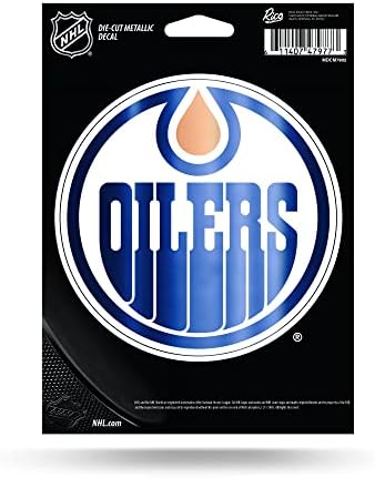 Rico Industries NHL Edmonton Oilers Die Cut Metallic naljepnica 5 x 7 metalni naljepnica izrezana, 8 x 5,75, bijelo