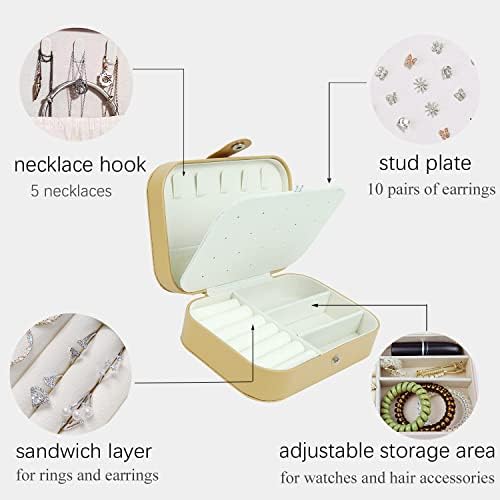 Loikmiup kutija za nakit za putnički nakit, PU kožni dvoslojni prijenosni nakit za narukvicu za narukvicu na naušnicama,