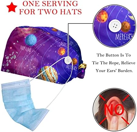 Kapice za piling gumbima pokrovni kosa turban kapice rade šeširi za njegu za kućne ljubimce kapice 2 komada, planeti zvjezdani