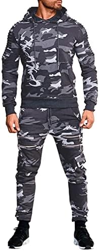 Muški tracksuit 2 komad hoodie stilski camo raglan rukavi s kapuljačom pulover jogging aktivna odjeća vitki sportski znojnici