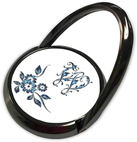 3Drose leća umjetnost florene - inicijali nakita skripte - slika pisma skripte w u plavom safiru s broševima - prsten za