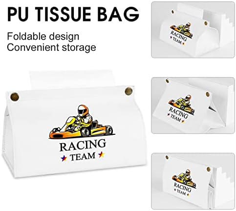 Kart Racing Team Team Tiskie Box pokrivač Moderna PU kožna salveta tkiva držač kocke za automobil u kupaonici Night Stands