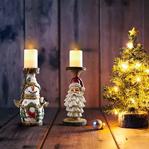 Božićni svijećnjaci od smole - ukrasni svijećnjak Djeda Mraza i snjegovića, ukrasi božićnog stola za dom, blagdanski ukras