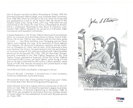 John Stewart potpisao 8x10 PSA DNA AC42369 WWII ACE 9 Kills - Autografirane NHL fotografije
