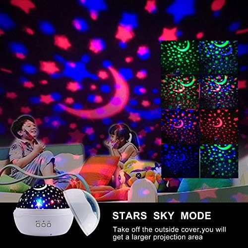 Zvjezdani svjetlosni projektor za spavaću sobu, Noćna svjetla galaksije za djecu, senzorno osvjetljenje neba, rotirajuće