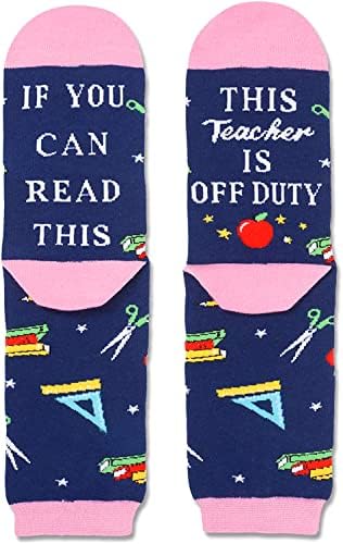 Smiješne čarape, blesave čarape, lude čarape za žene, Pokloni za učitelje, ljubitelje knjiga