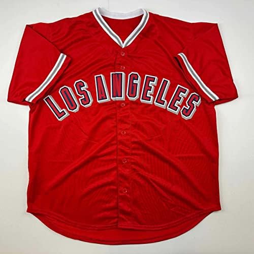 Slika faksa s autogramom Mikea Trouta Los Angeles, Los Angeles, Anaheim, crveni laserski automatski Baseball dres za ispis,