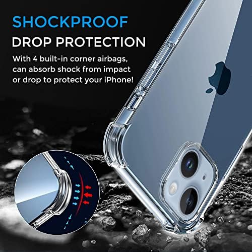 Crystal Clear Slučaj za iPhone14 Plus, odbojnik za apsorpciju udara, mekani fleksibilni TPU, anti-kap, anti-prstenprint,