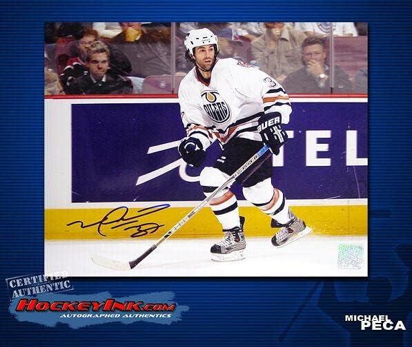 Michael Peca potpisao Oilers 8x10 Photo -70351 - Autografirane NHL fotografije