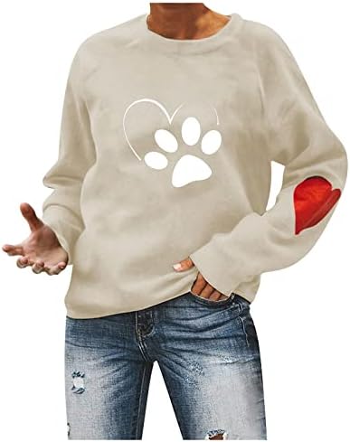 Sretne majice za Valentinovo okrugli vratni vrhovi dugice dugih rukava Love Heart Grafički pulover par košulje vrhovi