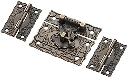 Orah Antikni brončani lokot brava za nakit Drvena kutija zasun + 2pcs šarka za kofer vintage namještaj ukrasni okovi
