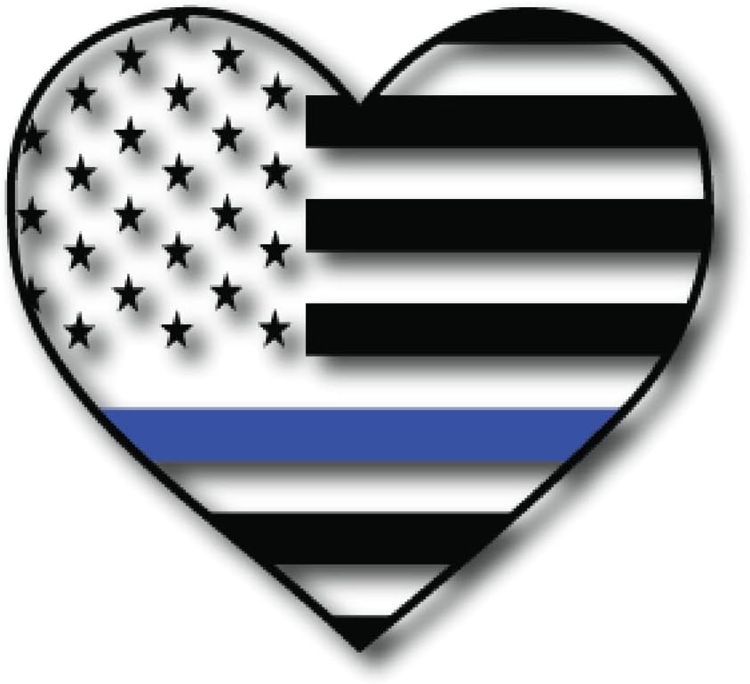 Blue Line American Flag Heart | Odlična ideja za poklon | naljepnica naljepnice | 2 pakiranje | 5 inča naljepnice | S10104