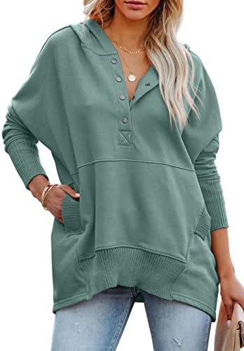 Prettygarden ženska ležerna dukserica s patentnim zatvaračima s dugim rukavima labava četveronožni zip pulover vrhovi s džepovima
