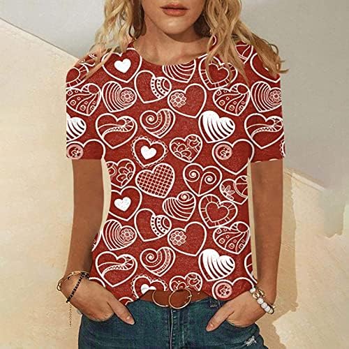Žene vole Srčanu duksericu Valentine Grafička košulja Ljubavno srce slovo Print Twisheirt casual vrhovi pulover