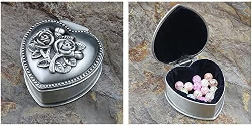 Gsdnv mala veličina retro metalna kutija nakita vintage cvjetni rezbareni dekor sitnicu kolica za narukvicu privjesak za