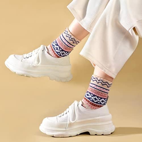 5 pari vunenih čarapa-udobne tople vunene čarape za žene, vunene čarape za žene, Vintage ženske zimske čarape, super mekane