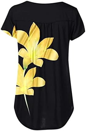 Tunike s vintage printom za žene, široke majice koje skrivaju trbuščić, ljetna ležerna bluza kratkih rukava s gumbima u obliku