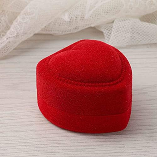 Crvena baršunasta kutija u obliku srca - Obitnice za vjenčane prstene Poklon kutija - Valentinovo Mala poklon kutija - Kutija