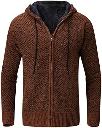 XXBR kardigan džemper za muške, zimske tople s kapuljačama s pletenom jaknom, kašmir flece Unutarnji patentni zatvarač casual