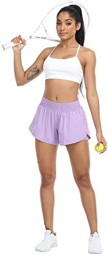 Yezii Žene visoki struk trčanja kratkih hlača Atletski trening brze suhe kratke hlače za žene s džepovima teretana joga bijele