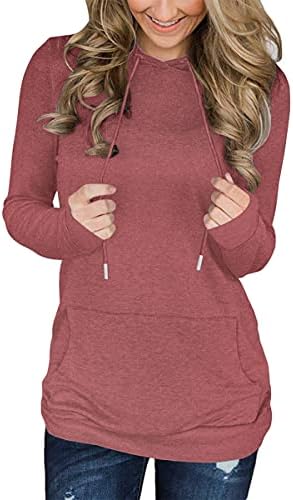 Pomotke za beufri za žene ležerne duge rukave čvrste puloverove vrhove labave dukserice s džepom