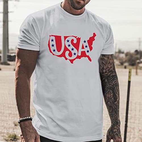 UBST 4. srpnja muške majice kratke rukave Patriotska američka zastava tiskani čašica TEE TOPS Ljetni casual trening majica