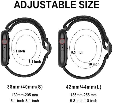 3-pack solo petlja remen kompatibilan s pojasom Apple Watch 44 mm 40 mm 42 mm 38 mm, podesiva rastezanja s pletenicama elastika