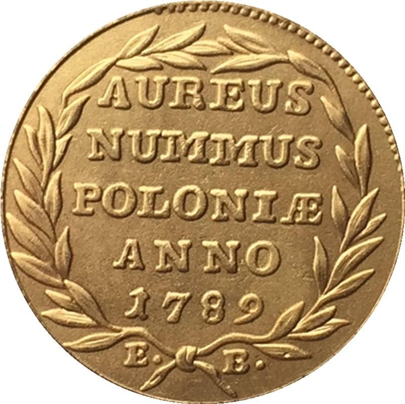1789. Poljski novčići bakarni pozlaćeni antikni novčići Strani komemorativni novčići kovanice Zbirka rukotvorina
