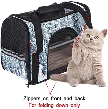 Nosač za kućne ljubimce, praktična prijenosna sklopiva putna torba za kućne ljubimce s mekim stranama, uzorak zimskog šumskog