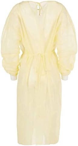 Plemići Univerzalna veličina žuta jednokratna izolacijska haljina - haljina bez lateksa otporna je na fluidne s pletenim