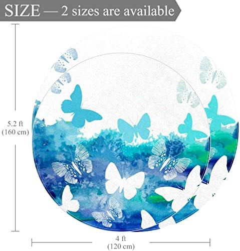 Llnsupply djeca prostirka 4 ft Veliki okrugli prostor prostirki za djevojčice Dječaci Baby - plavi leptir uzorak, uređenje