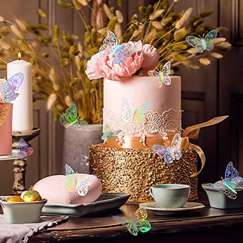 3; leptir zidni dekor Naljepnice leptir ukrasi za zabavu, 48pcs 4 uzorka 3 veličine, leptir ukrasi za torte papirni Leptiri