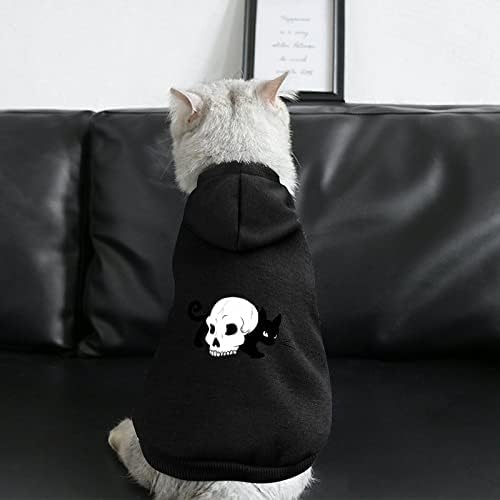 Crna mačka lubanja slatka majica za kućne ljubimce zima dukserica s šeširom za pseće mačke štene odijelo hladno vrijeme
