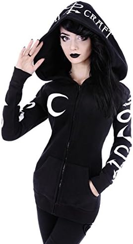 Okultni simbol hoodie ženke crni goth punk emo alt modni zip up kapuljača znoj