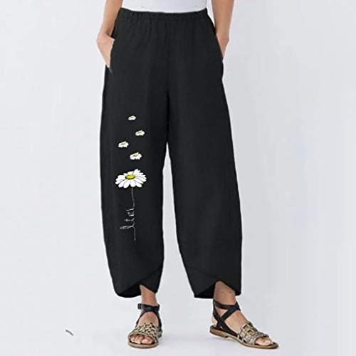 Posteljine hlače za žene ravne noge polka točke tiskane Capri Sportske hlače plus veličine visokog struka za vježbanje joge