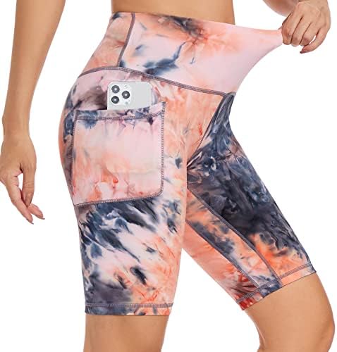 Ženske biciklističke kratke hlače sa džepovima 8 Visoki struk vježbanja joga kravata Soft Spandex atletski biciklističke