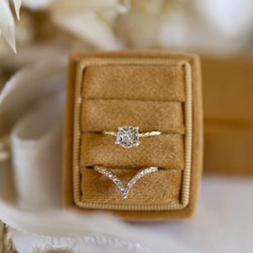 Velvet prsten kutija 3 utora za prsten pravokutni vjenčanja angažiranje fotografije
