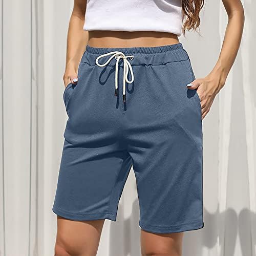Ženske bermudske kratke hlače elastični struk kratke hlače solidne ležerne ravne kratke hlače ljetni salon kratke hlače planinarskih