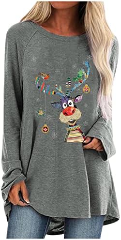 XILOCCER Božićne dukseve za žene 2021 Uggi božićni praznici vrhovi dugih rukava zima tople košulje smiješne džempere