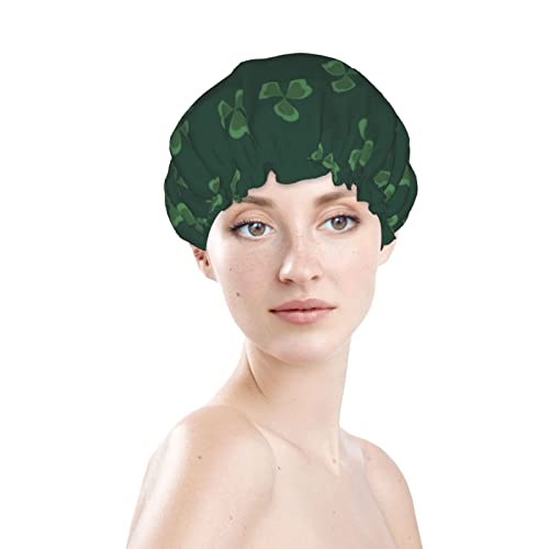 Žene za višekratnu uporabu rastezanja šešir za kosu zelena St Patrick Clover Dvo slojevi vodootporna poklopca za tuširanje