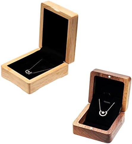 Cosisio 2 pakiranje drvene ogrlice privjesak poklon kutija kućište za odlaganje nakita
