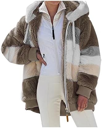 Krzne kapute za žene, ženske zimske kapute, zimske jakne za žene nejasne kapuljače s kapuljačama otvoreni prednji kaputi