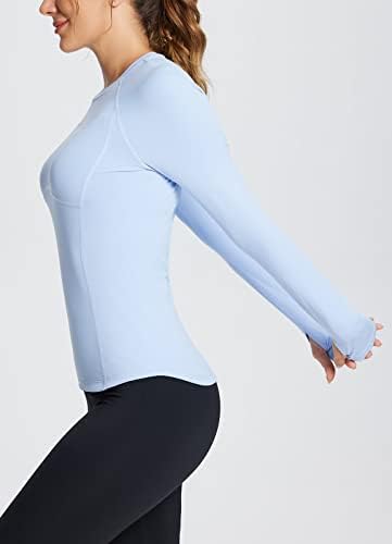 Baleaf ženski trening s dugim rukavima vrhovi kompresije košulje u skladu s atletskim toplim rupima za brze suhe joga joga