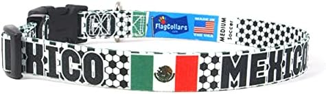 Ovratnik za pse | Nogomet | Futbol | Meksiko zastava | Xtra velika, velika, srednja, mala, ekstra mala | Napravljeno u SAD