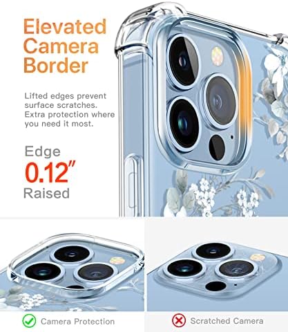 GViewin za iPhone 13 Pro futrolu s zaštitnikom zaslona i kamera zaštitnika, [10ft vojna zaštita od kapljice] Prozirni šok
