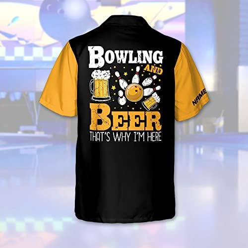 Leevus prilagođene smiješne majice za kuglanje za muškarce retro, kuglanje i pivo, zato sam ovdje žuta vintage kuglana s