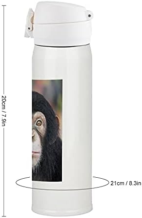 Čimpanzee lice od nehrđajućeg čelika izolirana boca za vodu šalica čaj za kavu za sportski biciklizam planinarenje