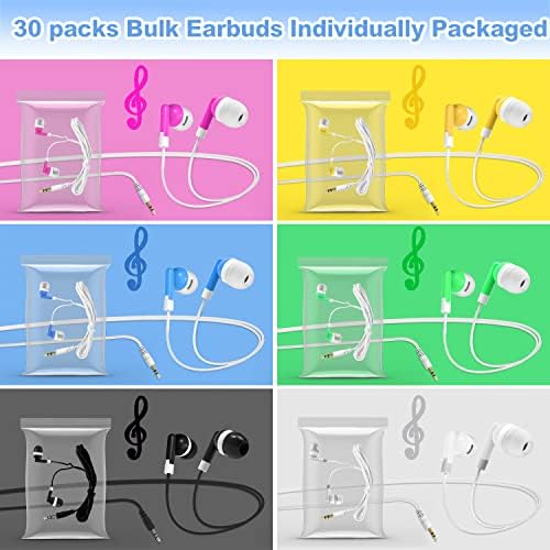 WENSDO 30 pakiranja dječjih slušalica za ušice, velike slušalice, žičane slušalice s 3,5 mm Jack Multi -Colored Perfect za