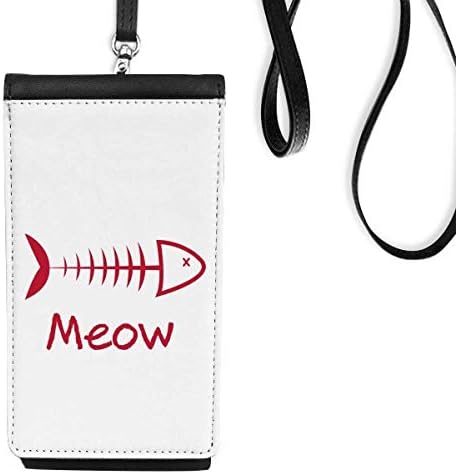 Riblje kosti mewing životinjski crtani telefon torbica za novčanik viseće mobilne vrećice crni džep